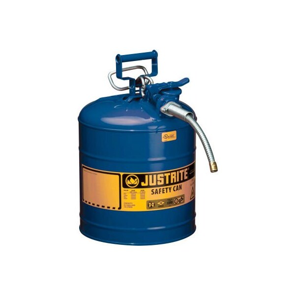 Justrite Safety Can, Steel, 5 gal, Blue, 11 3/4 in Dia. - 7250320