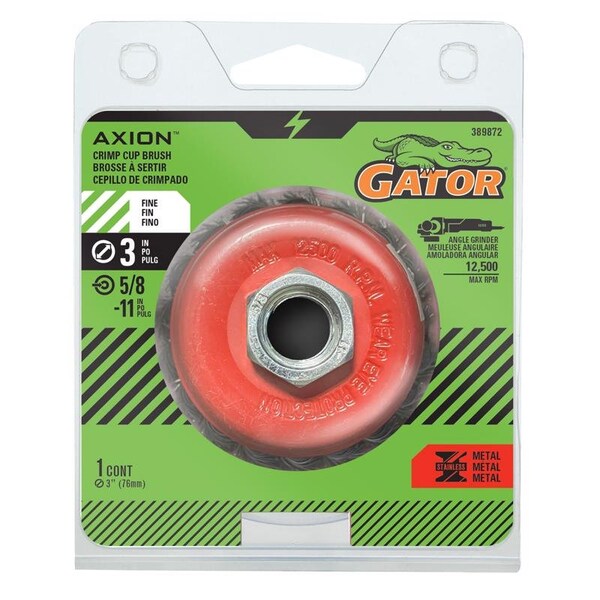 Gator Gator 3 in. Coarse Crimped Wire Cup Brush Brass Coated Steel 12500 rpm 1 pc - 389872