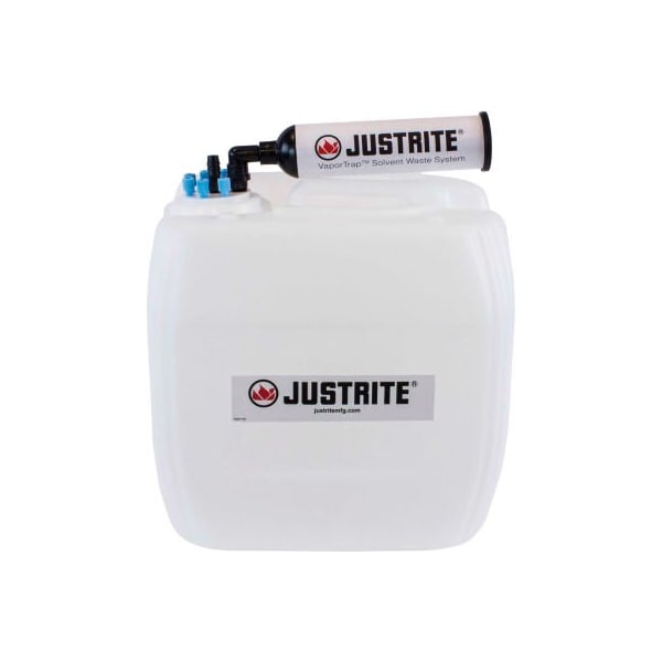 Justrite Justrite 12840 VaporTrap UN/DOT Carboy With Filter Kit, HDPE, 13.5-Liter, 7 Ports - 12840