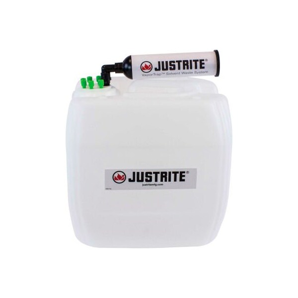 Justrite Justrite VaporTrap UN/DOT Carboy W/ Filter Kit, HDPE, 13.5-Liter, 6 Ports - 12836
