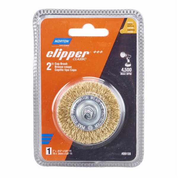 Tool Time 2 in. Clipper Coarse Wire Cup Brush - Brass 4500 rpm - TO3306825