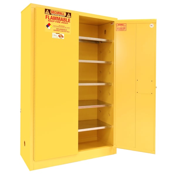 Securall 60 Gallon Paint Storage Cabinet, Self-Latch Standard 2-Door, Red - P160
