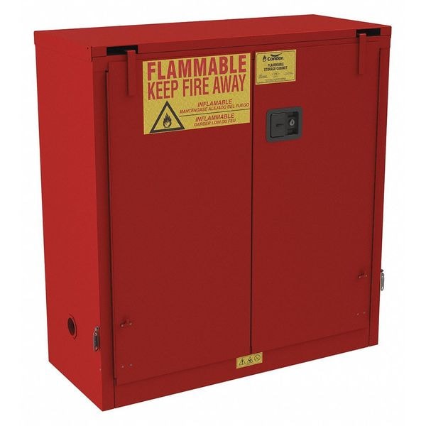 Condor Flammable Safety Storage Cabinet, Recessed Pull Handle, Red, 1 Shelves - 491M94
