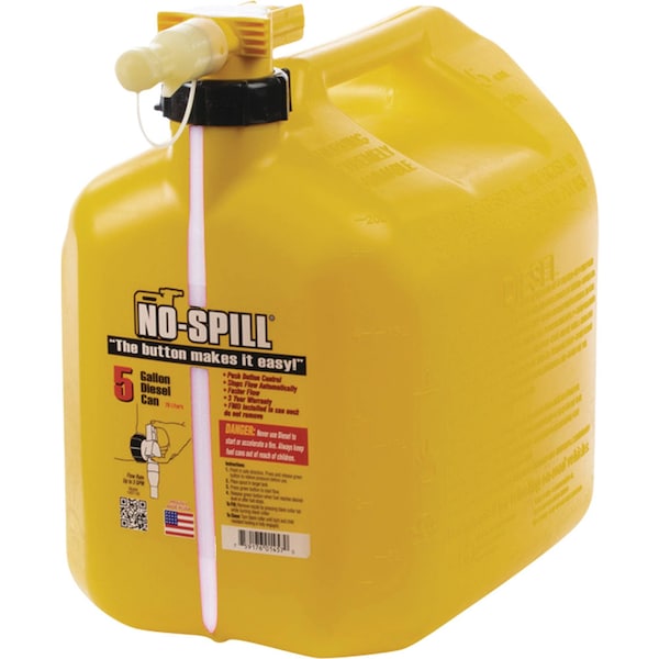 No-Spill NO-SPILL Yellow 5 Gallon No Spill Fast Flow Portable Fuel Can - Professional Quality - 765-108