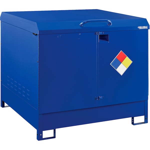 Global Industrial Outdoor Hazmat Drum Cabinet, Steel, 56 in W x 52 in H x 56 in D, Blue - 316104