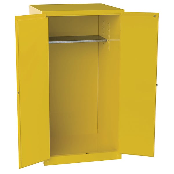 Jamco Flammables Safety Cabinet, 60 gal, 1 Shelves, Steel, 34 in W x 65 in H x 34 in D, Yellow - BW1YP