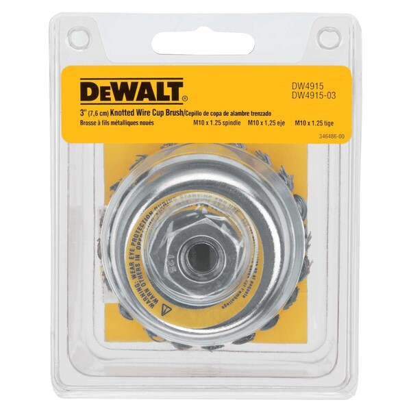 Dewalt 3" x M10-1.25 HP .020 Carbon Knot Wire Cup Brush - DW4915