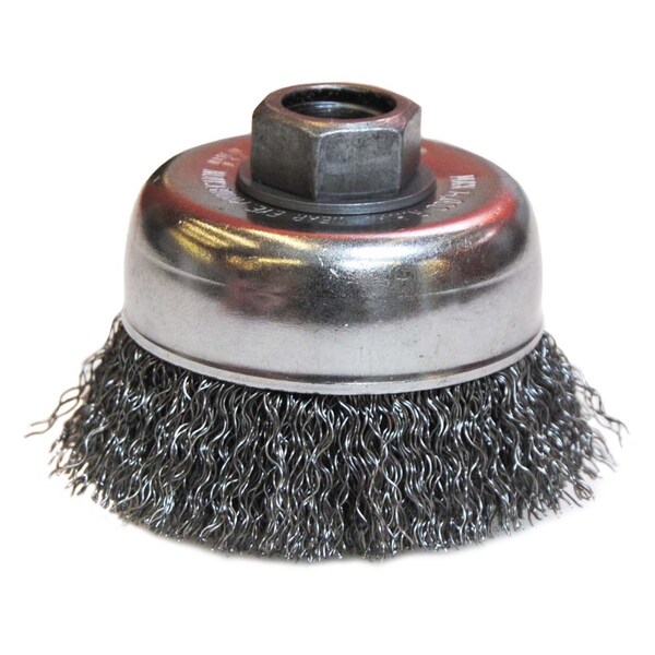 Weiler 3" Crimped Wire Cup Brush .014" Steel Fill 5/8"-11 UNC Nut - 13245