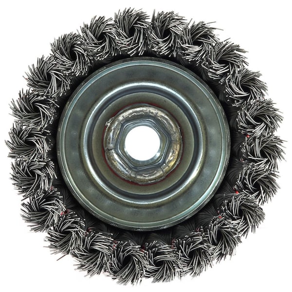 Forney Cup Brush, Knotted, 4 in x .020 in x 5/8 in-11 Arbor - 72753