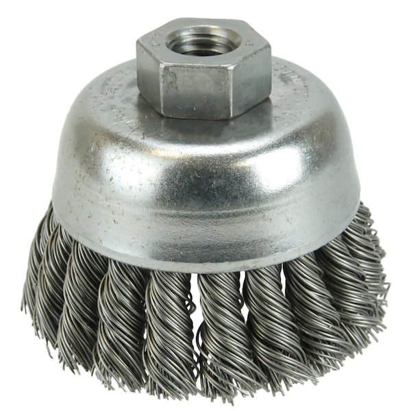 Weiler 2-3/4" Single Row Knot Wire Cup Brush .020" Steel Fill 1/2"-13 UNC Nut - 13285