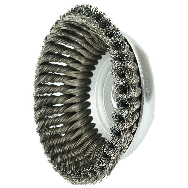 Weiler Wolverine 6" Knot Wire Cup Brush .025" Steel Fill 5/8"-11 UNC Nut - 36245