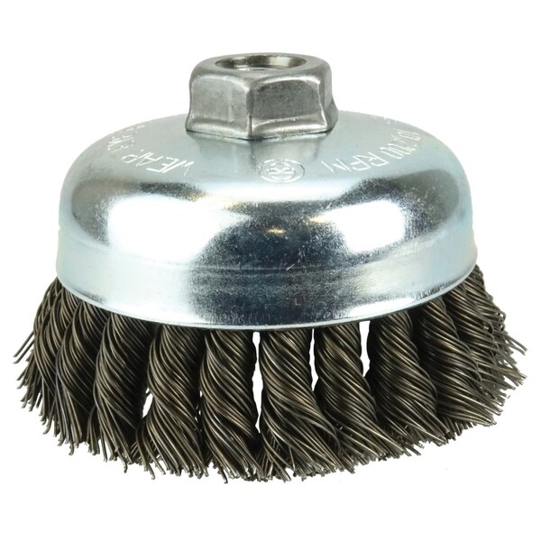 Weiler Wolverine 4" Knot Wire Cup Brush .025" Steel Fill 5/8"-11 UNC Nut - 36244