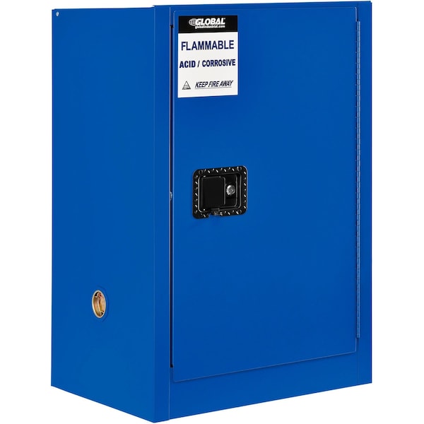 Global Industrial Acid Corrosive Cabinet, 12 gal, Steel, 23 in W x 35 in H x 18 in D, Blue - 316064