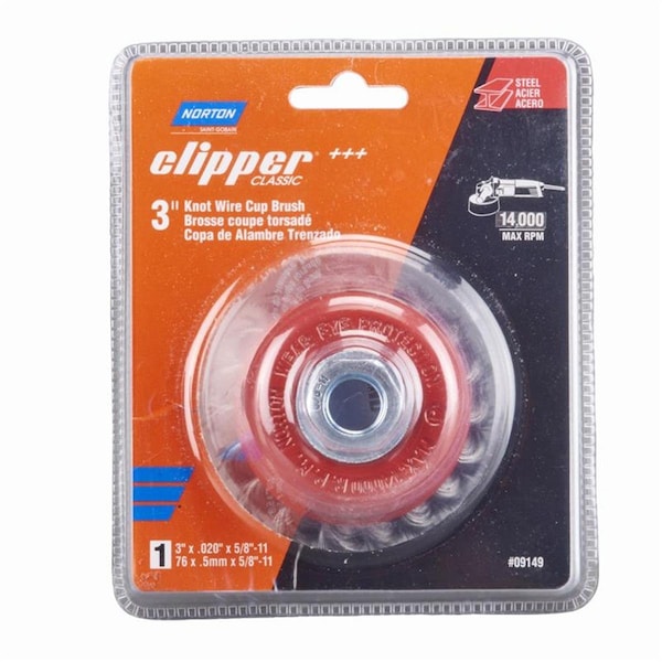 Tool Time 3 in. Clipper Knot Wire Cup Brush - Carbon Steel 14000 rpm - TO3311906