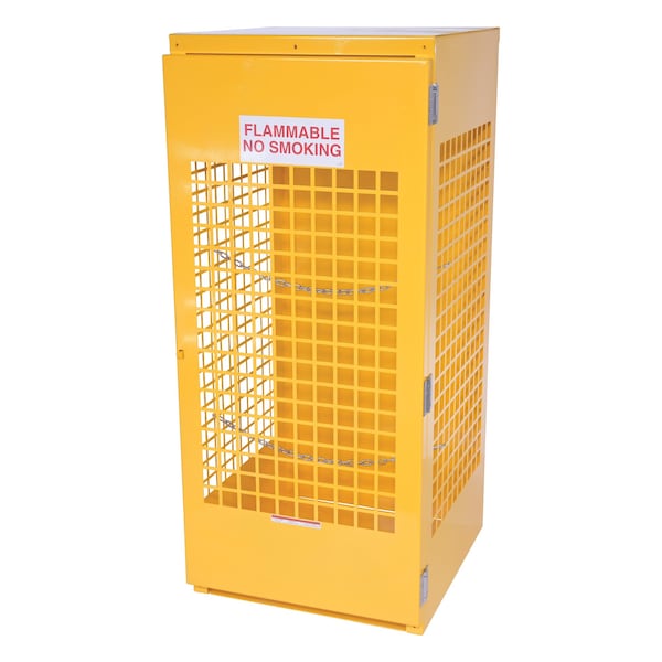 Vestil Vertical Cylinder Storage Cabinet, 5-10 Cylinder Capacity, Yellow, Depth: 30" - CYL-V-510