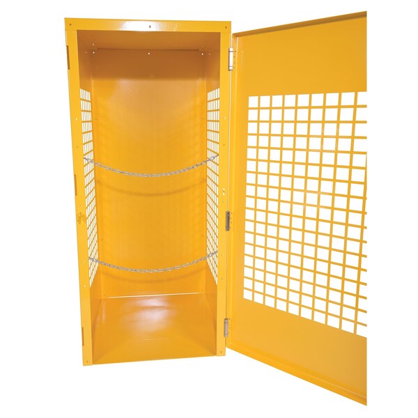 Vestil Vertical Cylinder Storage Cabinet, 5-10 Cylinder Capacity, Yellow, Depth: 30" - CYL-V-510