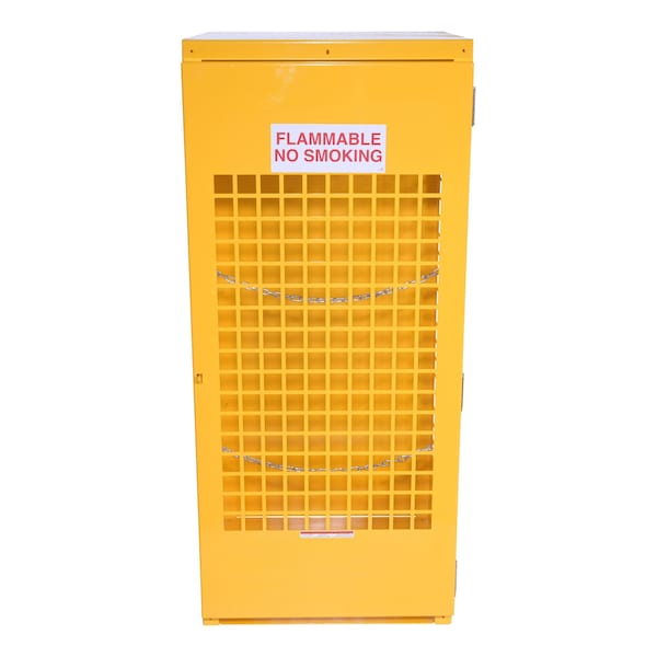 Vestil Vertical Cylinder Storage Cabinet, 5-10 Cylinder Capacity, Yellow, Depth: 30" - CYL-V-510