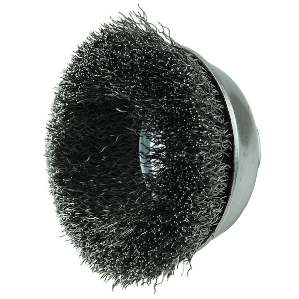 Weiler 3-1/2" Crimped Wire Cup Brush .014" Steel Fill 3/8"-24 UNF Nut - 13178