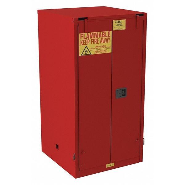 Condor Flammable Safety Storage Cabinet, Recessed Pull Handle, Red, 2 Shelves - 491M99