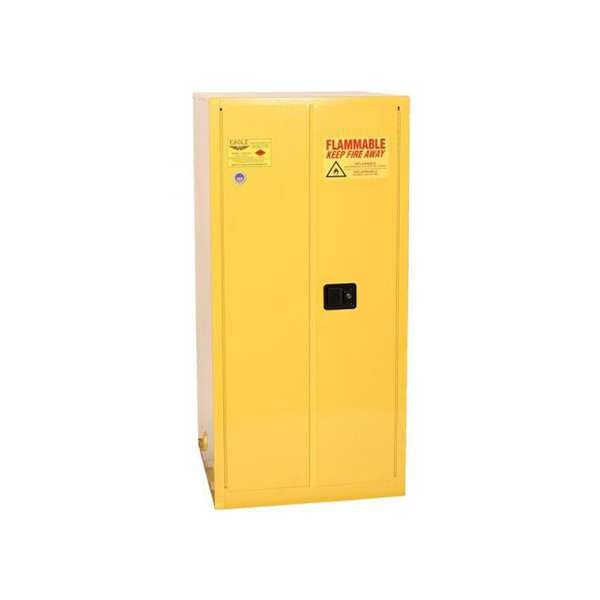 Eagle Flammables Safety Cabinet, 55 gal, 1 Shelves, Steel, 34 in W x 65 in H x 34 in D, Yellow - 2610X