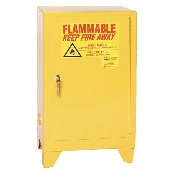 Eagle Mfg Flammables Safety Cabinet, 12 gal, 1 Shelves, Steel, 23 1/4 in W x 39 in H x 18 in D, Yellow - 1924XLEGS
