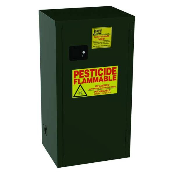 Jamco Pesticides Safety Cabinet, 18 gal, 2 Shelves, Steel, 23 in W x 44 in H x 18 in D, Green - FL18EP