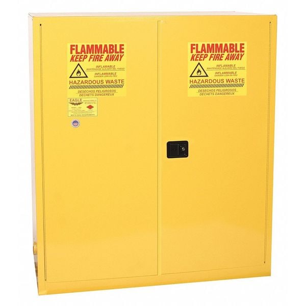 Eagle Mfg Hazmat Safety Cabinet, 110 gal, 1 Shelves, Steel, 59 in W x 65 in H x 34 in D, Yellow - HAZ1955X