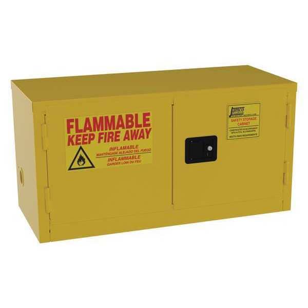 Jamco Flammables Safety Cabinet, 15 gal, 0 Shelves, Steel, 43 in W x 22 in H x 18 in D, Yellow - BU15YP
