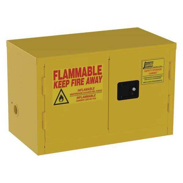Jamco Flammables Safety Cabinet, 11 gal, 0 Shelves, Steel, 34 in W x 22 in H x 18 in D, Yellow - BU11YP