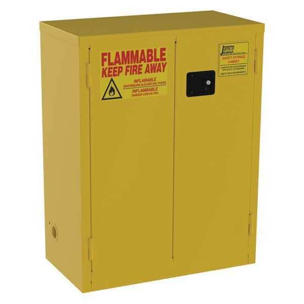 Jamco Flammables Safety Cabinet, 28 gal, 2 Shelves, Steel, 34 in W x 44 in H x 18 in D, Yellow - BS28YP