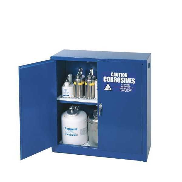 Eagle Mfg Corrosives Safety Cabinet, 30 gal, 1 Shelves, Steel, 43 in W x 44 in H x 18 in D, Blue - CRA32X