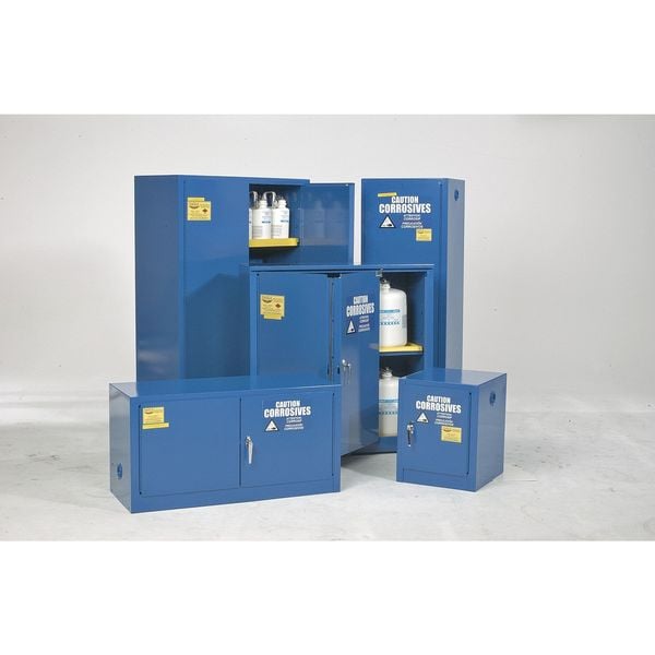 Eagle Mfg Corrosives Safety Cabinet, 30 gal, 1 Shelves, Steel, 43 in W x 44 in H x 18 in D, Blue - CRA32X