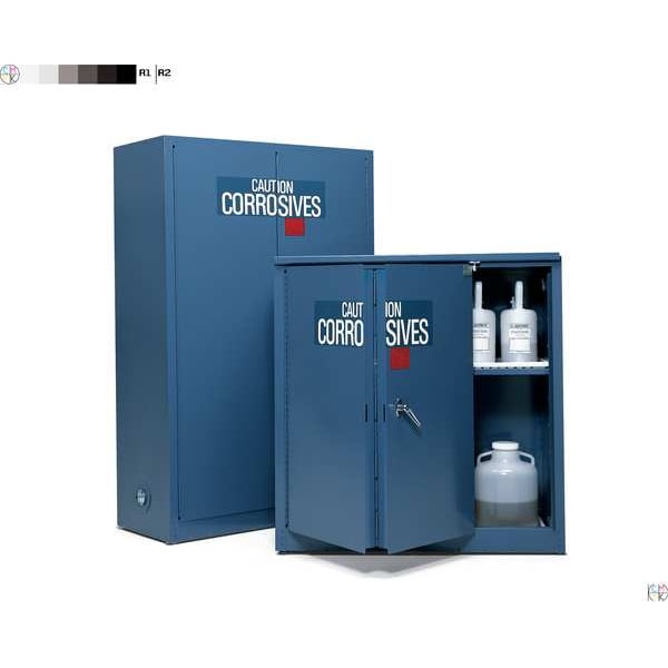 Eagle Mfg Corrosives Safety Cabinet, 30 gal, 1 Shelves, Steel, 43 in W x 44 in H x 18 in D, Blue - CRA32X