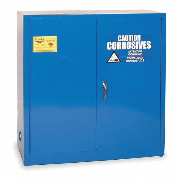 Eagle Mfg Corrosives Safety Cabinet, 30 gal, 1 Shelves, Steel, 43 in W x 44 in H x 18 in D, Blue - CRA32X