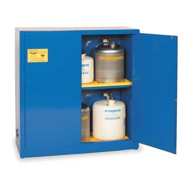 Eagle Mfg Corrosives Safety Cabinet, 30 gal, 1 Shelves, Steel, 43 in W x 44 in H x 18 in D, Blue - CRA32X