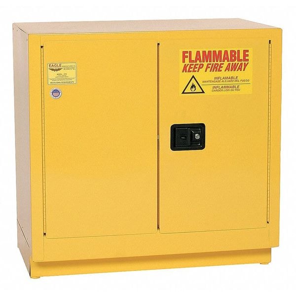 Eagle Mfg Flammables Safety Cabinet, 22 gal, 1 Shelves, Steel, 35 in W x 35 in H x 22 in D, Yellow - 1971X