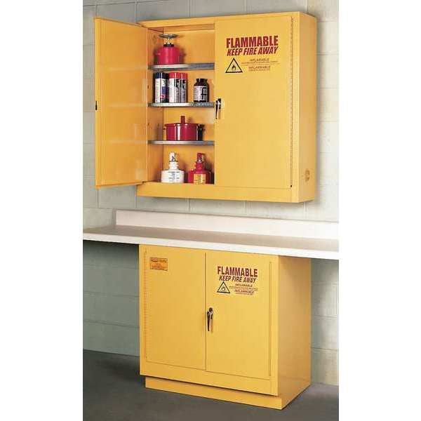Eagle Mfg Flammables Safety Cabinet, 22 gal, 1 Shelves, Steel, 35 in W x 35 in H x 22 in D, Yellow - 1971X