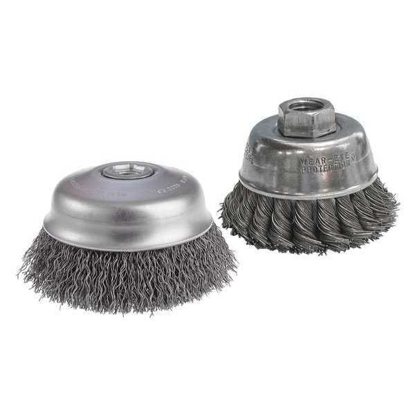 Cgw Abrasives Cup Brush, 4, Knt, 0.020, SS, 1 Row, 5/8-11 AH - 60105