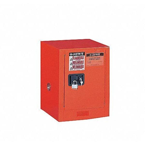 Justrite Flammables Safety Cabinet, 12 gal, 1 Shelves, Steel, 23 1/4 in W x 35 in H x 18 in D, Red - 891201