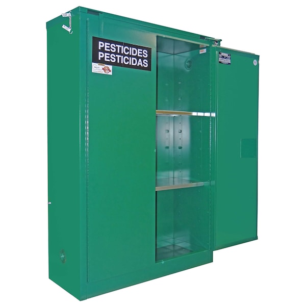 Securall 45 Gallon Pesticide Storage Cabinet, Self-Close, Self-Latch Safe-T-Door, AgGreen - AG345
