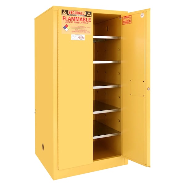 Securall 120 Gallon Paint Storage Cabinet, Self-Latch Standard 2-Door, Red - P1120