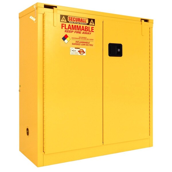 Securall 40 Gallon Paint Storage Cabinet, Self-Close, Self-Latch Safe-T-Door, Red - P340