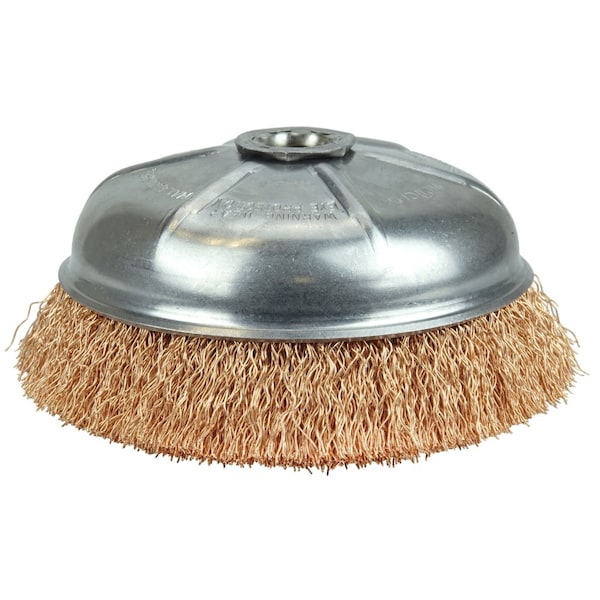 Weiler 6" Crimped Wire Cup Brush .020" Bronze Fill 5/8"-11 UNC Nut - 14316