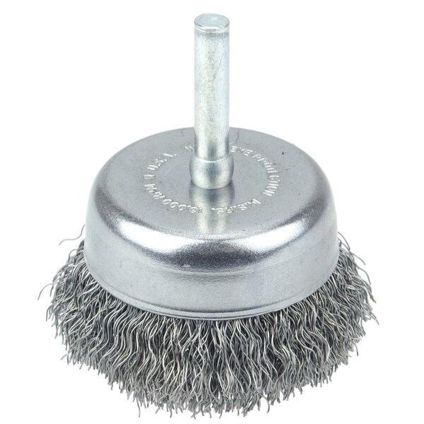Weiler 2" Crimped Wire Utility Cup Brush, .0118" Steel Fill, 1/4" Stem - 14306