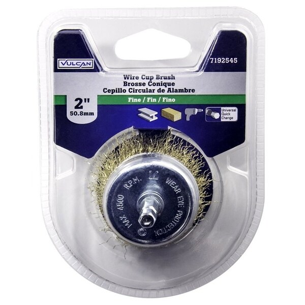 Vulcan Wire Cup Brush, 2 in Dia, 1/4 in Arbor/Shank - 321151OR