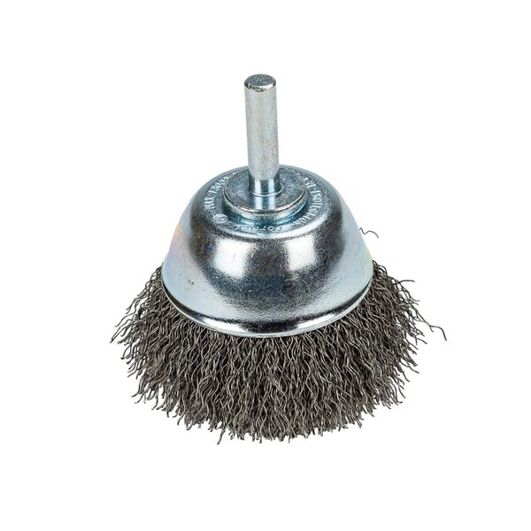 Forney Command PRO Cup Brush, Crimped, 2-1/2 in x .014 in x 1/4 in Shank - 60005