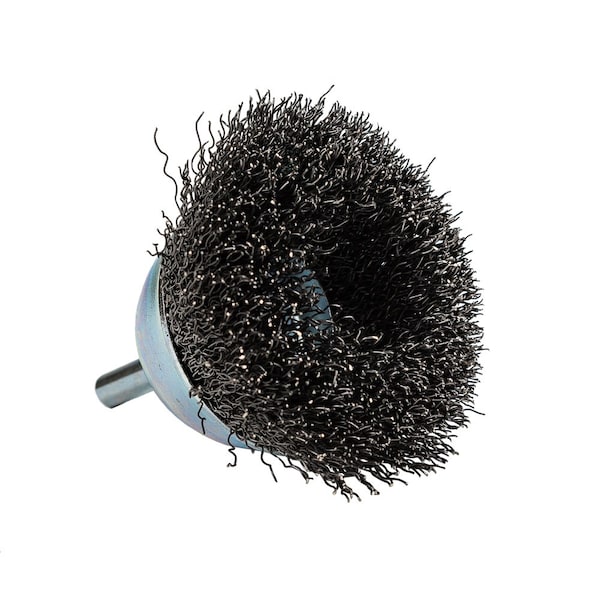 Forney Command PRO Cup Brush, Crimped, 2-1/2 in x .014 in x 1/4 in Shank - 60005