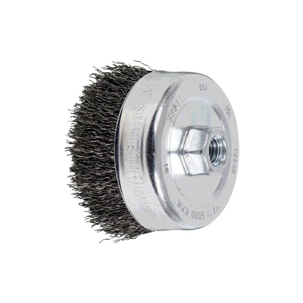 Pferd 82511 4in Crimped Wire Cup Brush .020 CS Wire, 5/8-11 Thread ext. - 82511-PFERD