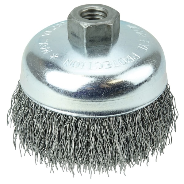 Weiler Wolverine 4" Crimped Wire Cup Brush .020" Steel Fill 5/8"-11 UNC Nut - 36236