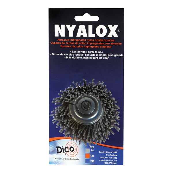 Dico Dico Nyalox 2.5 in. D X 1/4 in. X 1/4 in. D Crimped Nylon Mandrel Mounted Cup Brush 4500 rpm 1 pc - 541-774-2-1/2